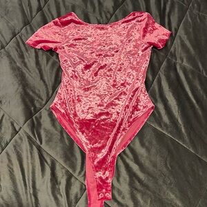 Pink velvet bodysuit